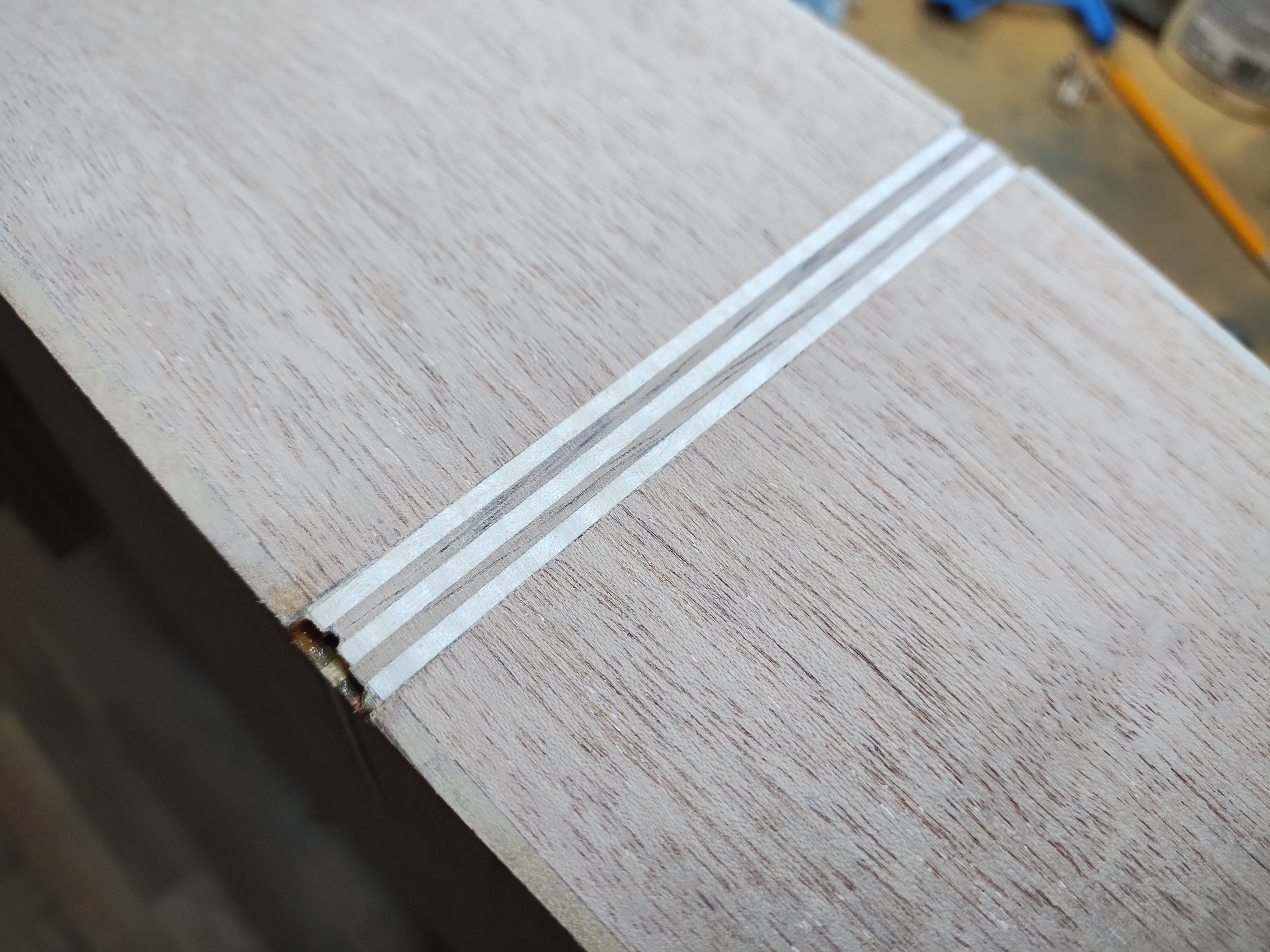 Classical guitar end wedge detail in the workshop