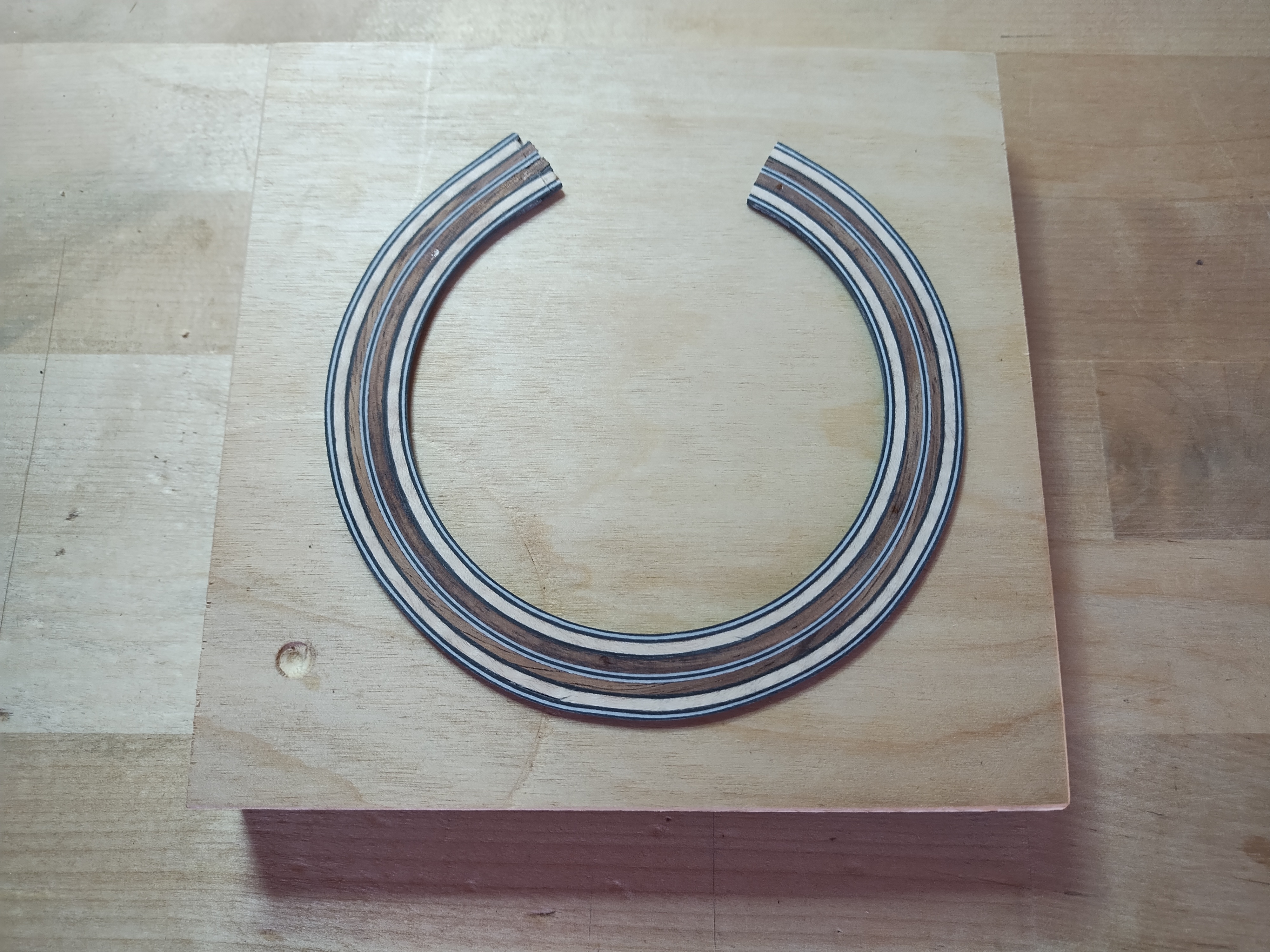 Rosette prepared for inlay on the workshop bench